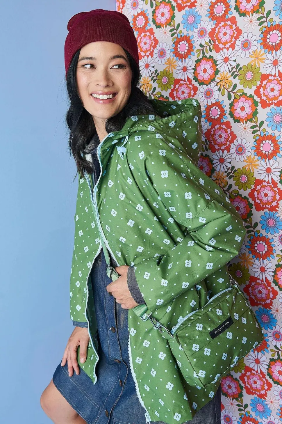 Project Ten Raincoat In Crossbody Bag | Spotted Floral