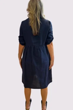 Sandy Button Dress | Navy