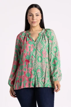 Silvermaple Collection | Amalfi Mosaic Shirt | Green/Pink