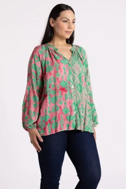 Silvermaple Collection | Amalfi Mosaic Shirt | Green/Pink