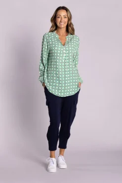 Silvermaple Collection | Lara Shirt | Geometric Green
