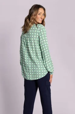 Silvermaple Collection | Lara Shirt | Geometric Green