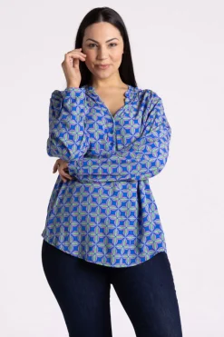 Silvermaple Collection | Lara Shirt | Geometric Blue