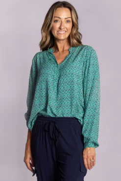 Silvermaple Collection | Sofia Shirt | Ocelot Navy/Green