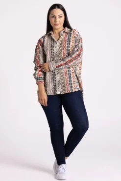Silvermaple Collection Aztec Stripe Shirt | Mahogany
