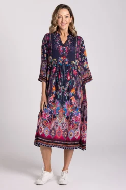 Silvermaple Collection Erin V-Neck Dress | Navy Blossom