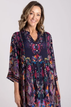 Silvermaple Collection Erin V-Neck Dress | Navy Blossom