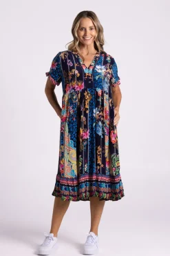 Silvermaple Collection Fiona V-Neck Dress | Royal Rainforest