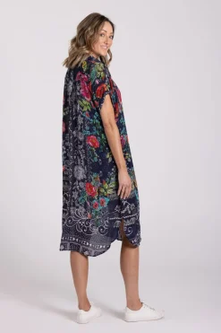 Silvermaple Collection Grace Button Dress | Navy Bloom