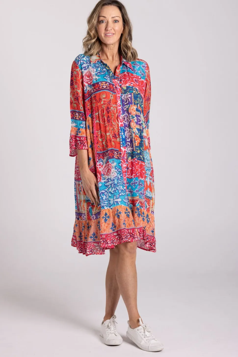 Silvermaple Collection Jocelyn Button Down Dress | Sunset Tapestry