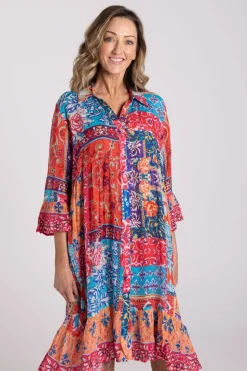 Silvermaple Collection Jocelyn Button Down Dress | Sunset Tapestry