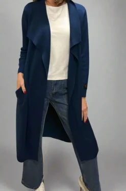 Silvermaple Collection Long Knit Coat | Denim