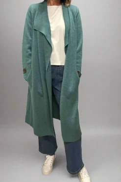 Silvermaple Collection Long Knit Coat | Seafoam