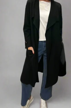 Silvermaple Collection Long Knit Coat | Black
