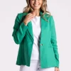 Silvermaple Collection Miranda Linen Blazer | Emerald