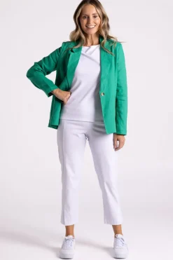 Silvermaple Collection Miranda Linen Blazer | Emerald