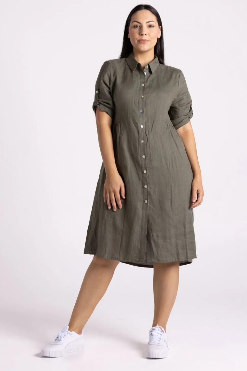 Silvermaple Collection Sandy Button Dress | Olive