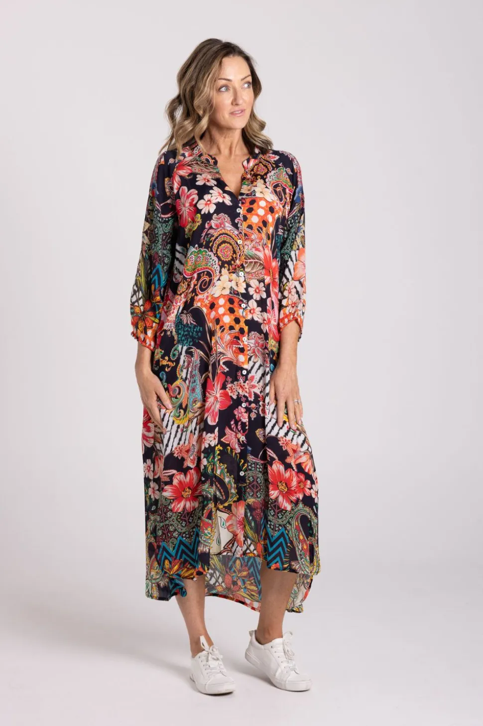 Silvermaple Collection Zara Mandarin Maxi Dress | Midnight Garden