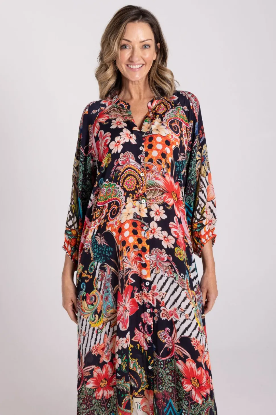 Silvermaple Collection Zara Mandarin Maxi Dress | Midnight Garden