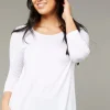 Tani 3/4 Sleeve Relax Top | White