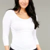 Tani 3/4 Sleeve Scoop Top | White