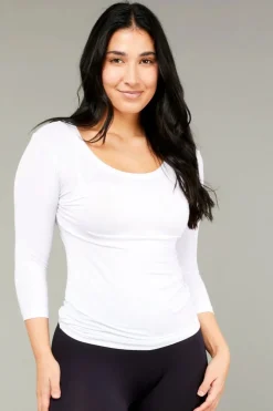 Tani 3/4 Sleeve Scoop Top | White