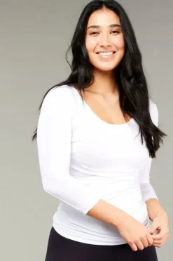 Tani 3/4 Sleeve Scoop Top | White