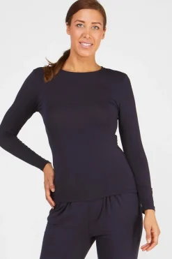 Tani High Neck Long Sleeve Top | Navy | 79276