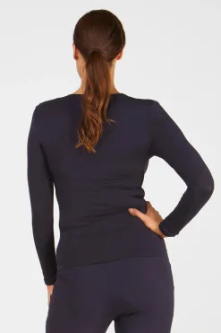 Tani High Neck Long Sleeve Top | Navy | 79276