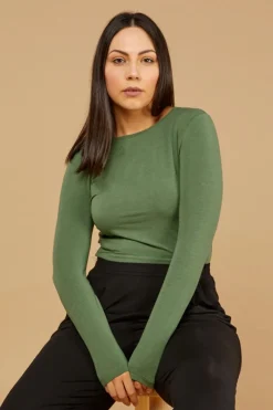 Tani High Neck Long Sleeve Top | Black