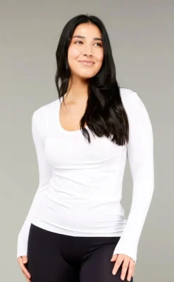 Tani Long Sleeve Scoop Top | White | 79350