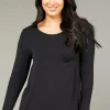Tani Split Hem Long Sleeve Top | Black