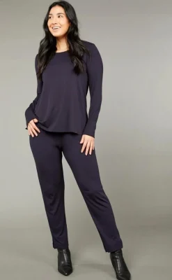 Tani Split Hem Long Sleeve Top | Navy | 79410