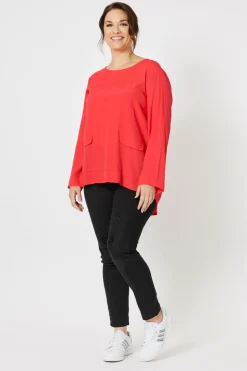Threadz & Clarity Kerryn Pocket Top | Red