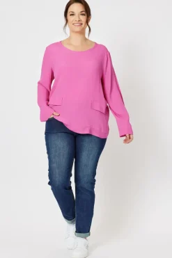 Threadz & Clarity Kerryn Pocket Top | Fushia