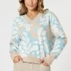 Threadz & Clarity Pasadena V-Neck Knit | Blue/Natural