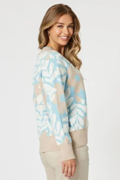 Threadz & Clarity Pasadena V-Neck Knit | Blue/Natural