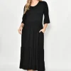 Tiered Jersey Long Dress | Black