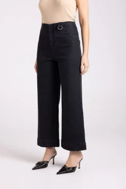 Two T's 7/8 Denim Wide Leg Pant | Black