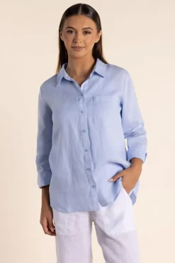 Two T's Linen Shirt | Sky