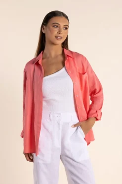 Two T's Linen Shirt | Spring Pink