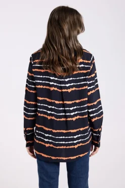 Two T's Tie Dye Shirt | French Navy/Tangerine/White