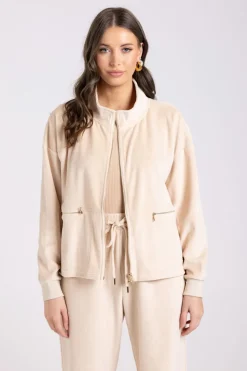 Two T's Velour Jacket | Almond