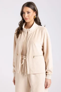 Two T's Velour Jacket | Almond