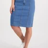 Vassalli Contrast Stitch Denim Skirt | Light Denim