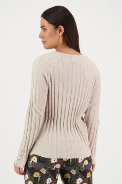 Vassalli Ribbed Knit Jumper | Oatmeal