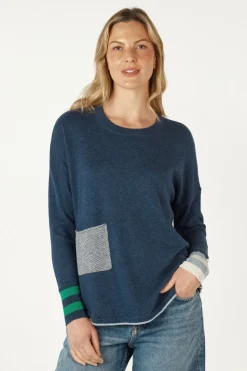 Zaket & Plover Birdseye Trim Jumper | Denim