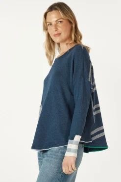 Zaket & Plover Birdseye Trim Jumper | Denim