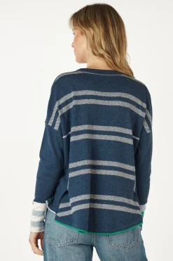 Zaket & Plover Birdseye Trim Jumper | Denim