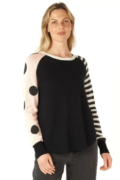 Zaket & Plover Spot + Stripe Crew | Black